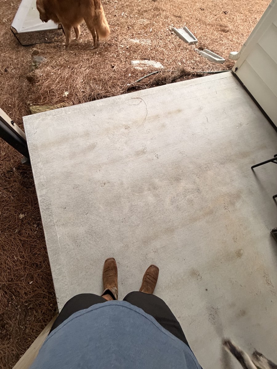 Patio cleaning in progress