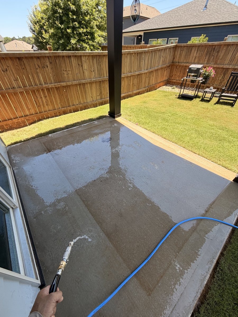Clean patio after soft washing